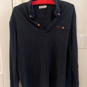 Smart large men’s black button down long tee shirt